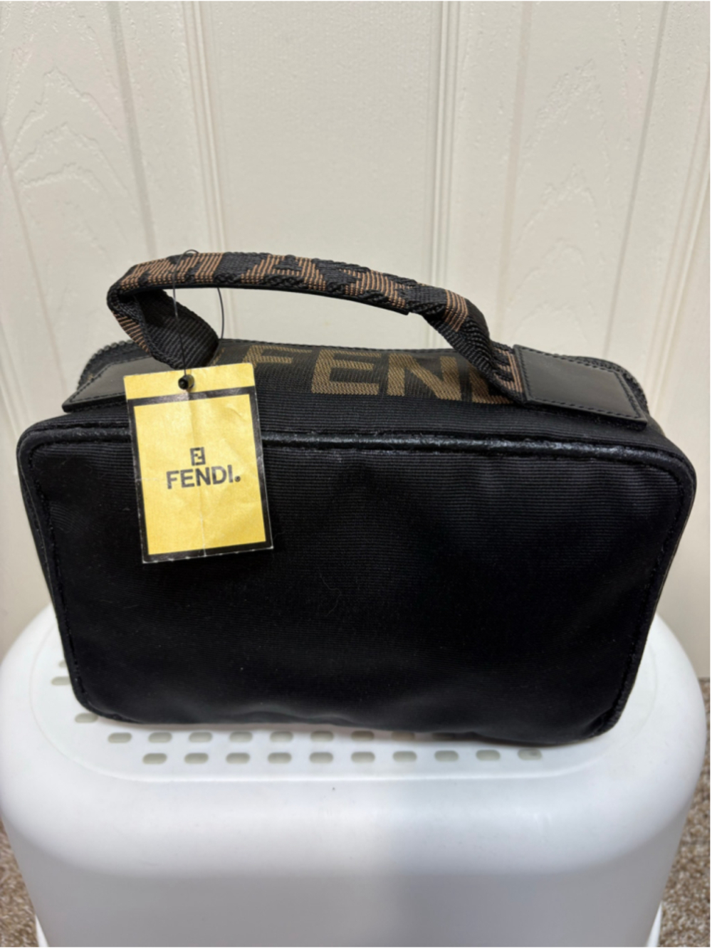 Fendi Cosmetic Bag Black Brown Travel Case new with tags authentic